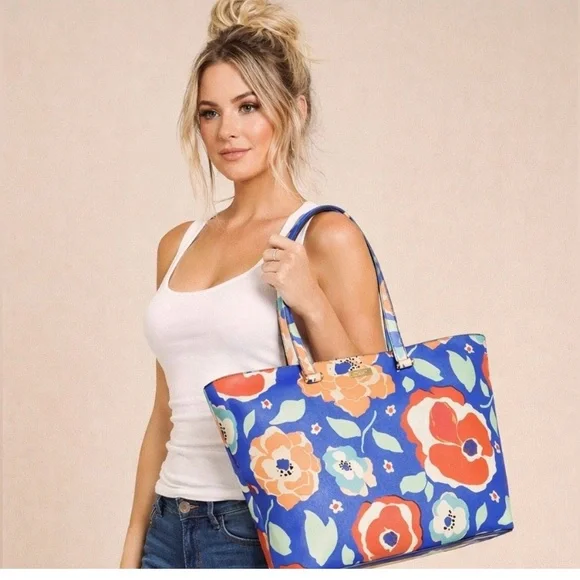 kate spade Jules Newbury Lane Cherry Floral Printed Vinyl Tote **NEW WITH TAGS** - Picture 1 of 12